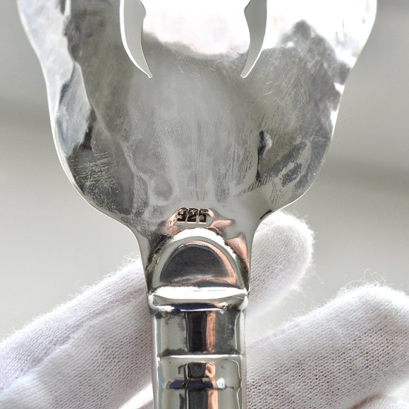 Sterling Silver 925 with Natural Horn handle Serving Spoons Set 2 - Picture 12 of 13